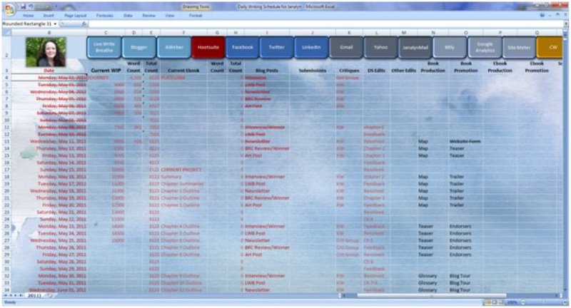 Janalyn's Schedule Janalyn Voigt's Daily Writing Scheduler
