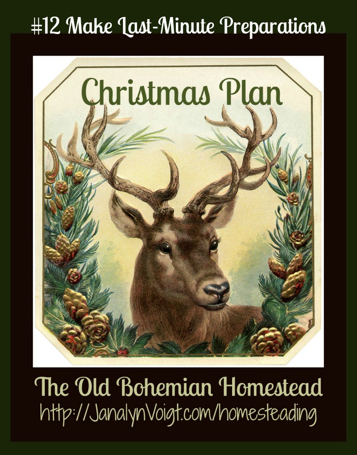 Make Last-Minute Christmas Preparations via Janalyn Voigt | Old Bohemian Homestead Christmas Plan
